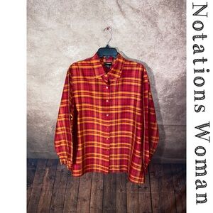 Notations Silk Woman-100% Silk long sleeve button down Blouse-size 1X-EUC